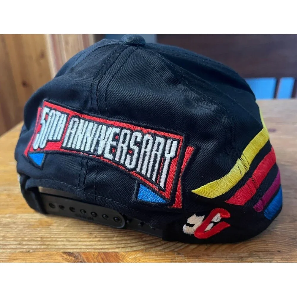 Vintage NASCAR Snapback Hat 50th Anniversary Black Racing Chase Authentics